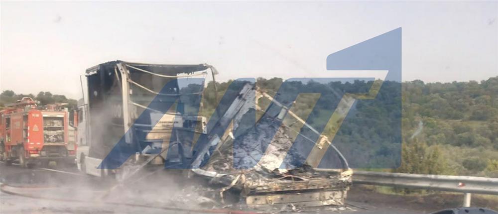 Εγνατια οδος - Φωτια - Φορτηγο