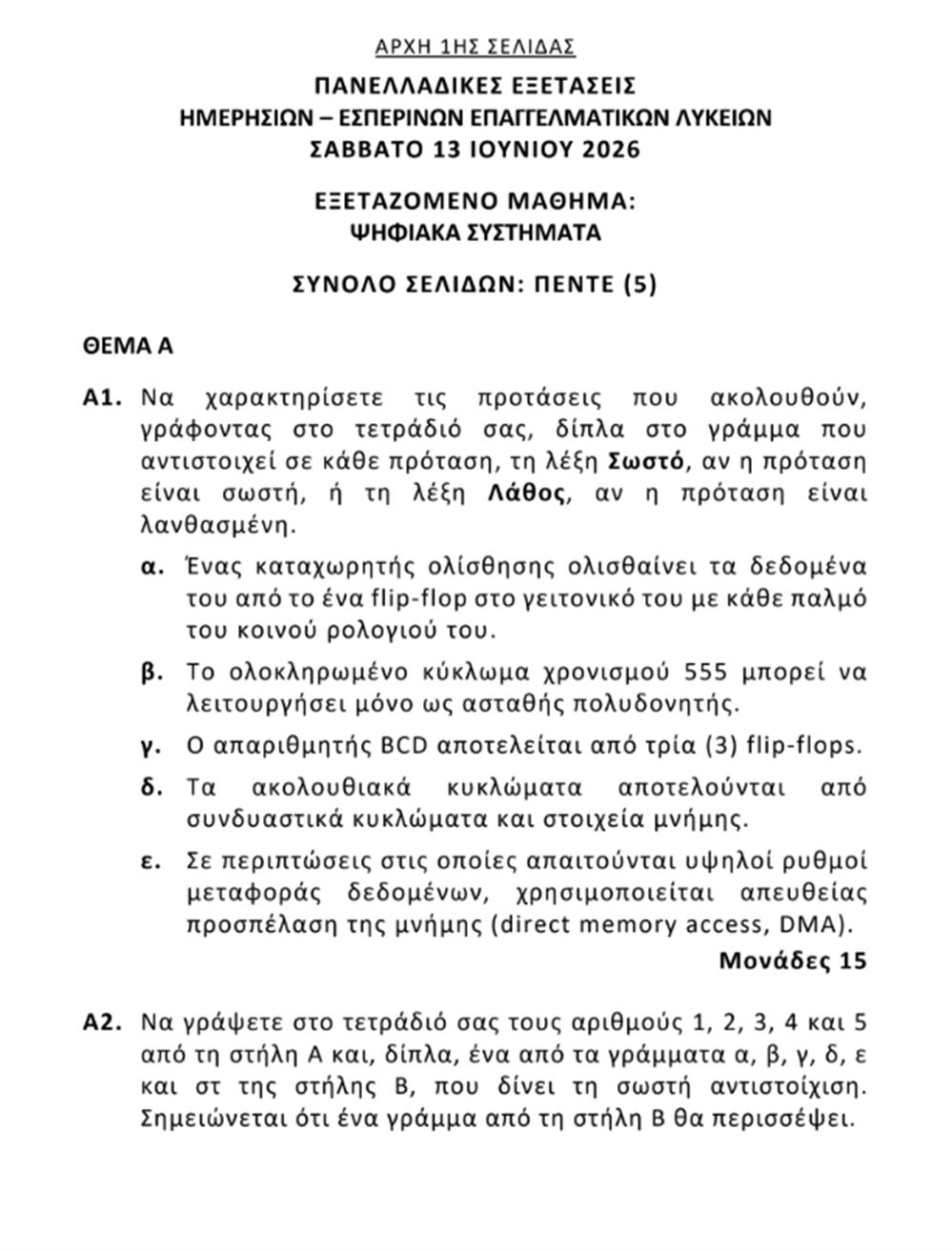 Πανελλήνιες - Θέματα Πανελλήνιες - Θέματα